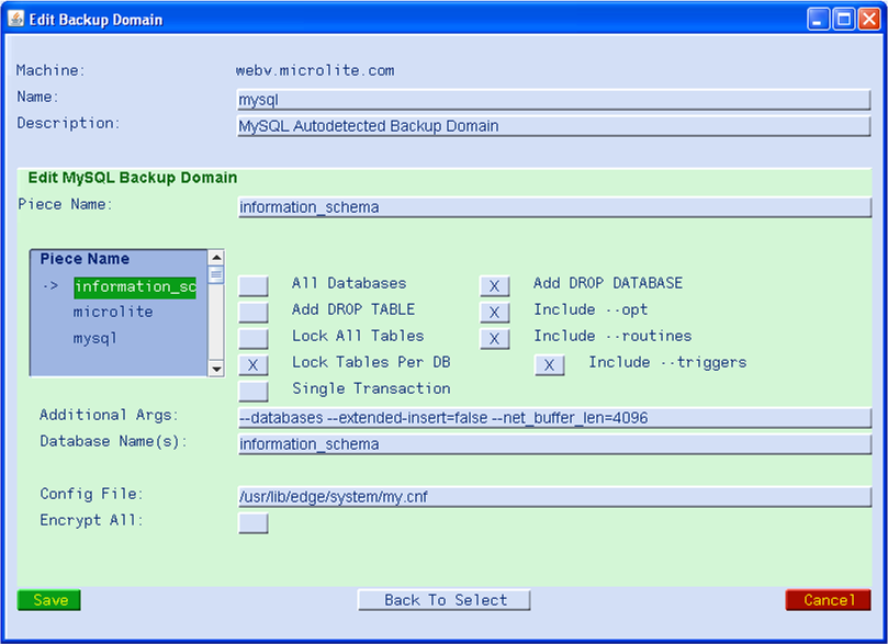 MySQL Backup Domain