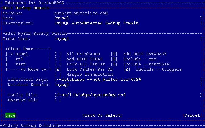 MySQL Backup Domain
