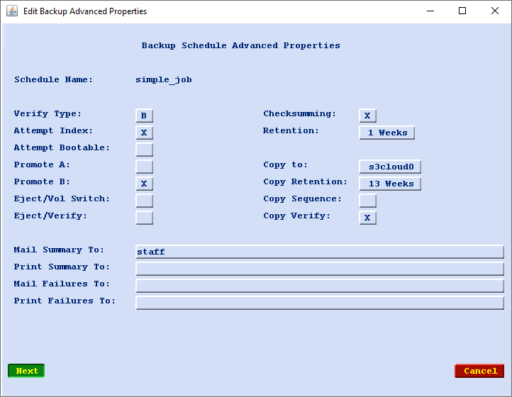 Schedule Notify / Advanced Screen